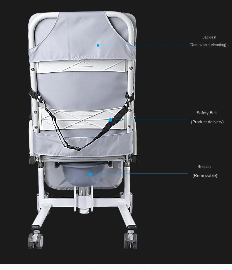 2-in-1 Bed Fold Chair with Hydraulic Lift – Paralyzed & Disabled Elderly Nursing Transfer Chair with Walker Support