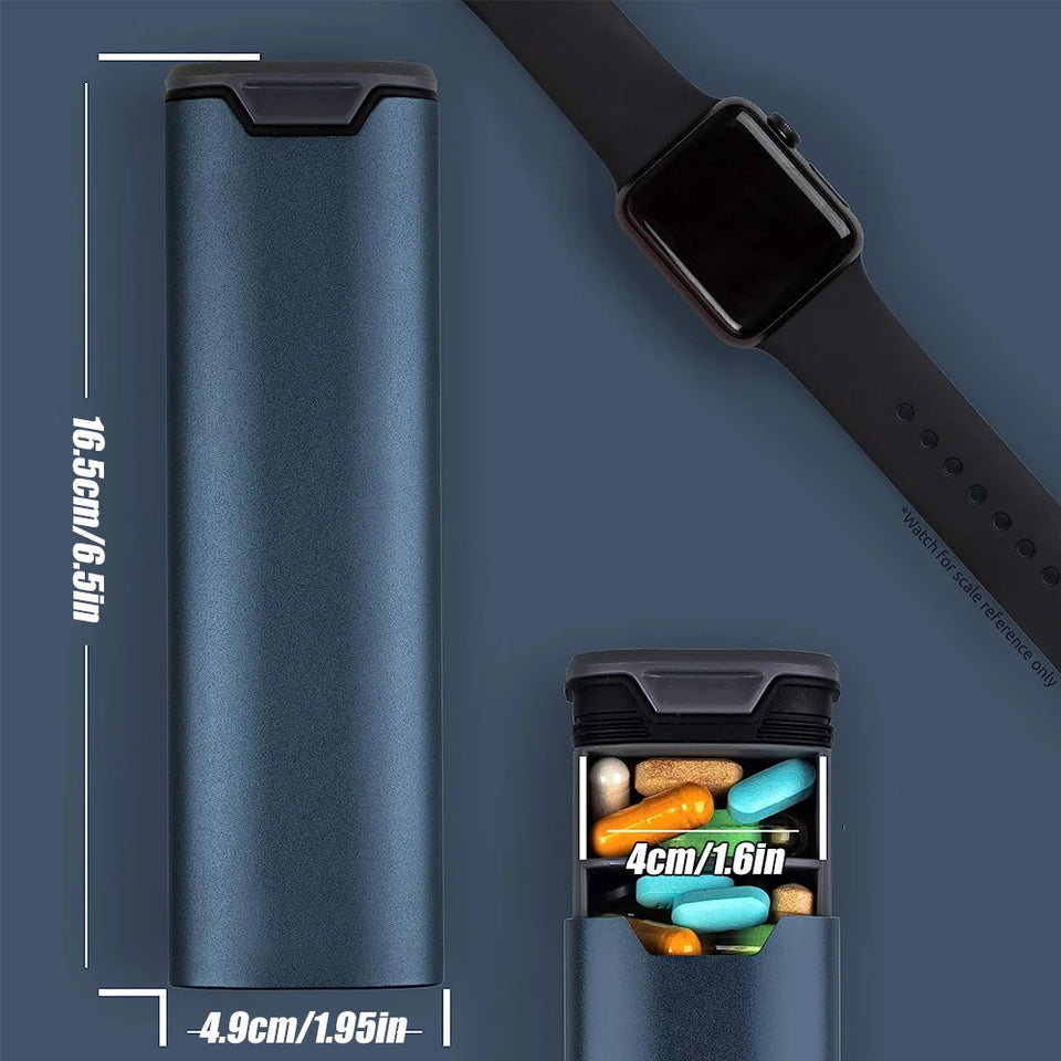 7-Day Premium Aluminum Pill Organizer – Large Capacity Weekly Pill Box for Vitamins, Supplements & Medicine