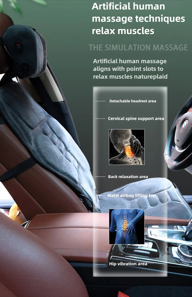 Massage Seat Cushion Cheap With Heating Adjustable Lumbar Airbag Back Massage Chair Cushion for Men and Women Home Office Use