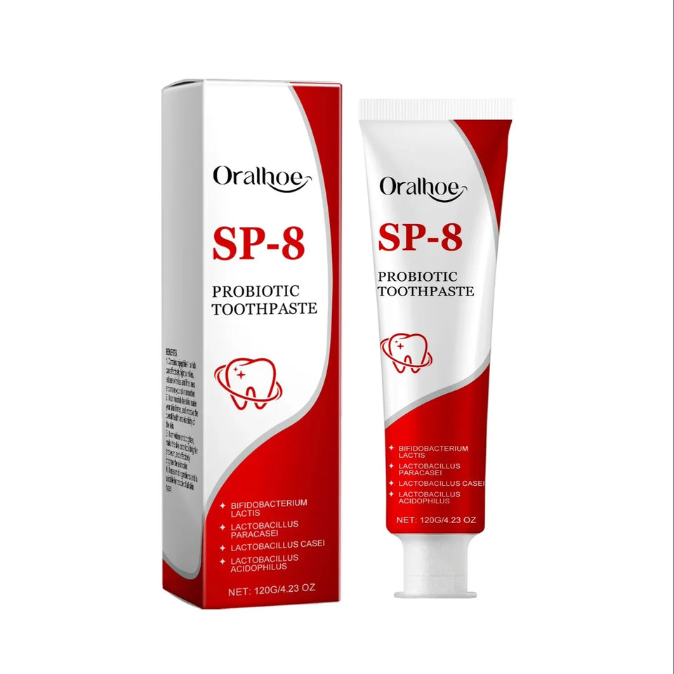 SP-8 Probiotic Whitening Toothpaste – Mint Brightening Formula for Plaque Removal, Stain Cleaning & Fresh Breath