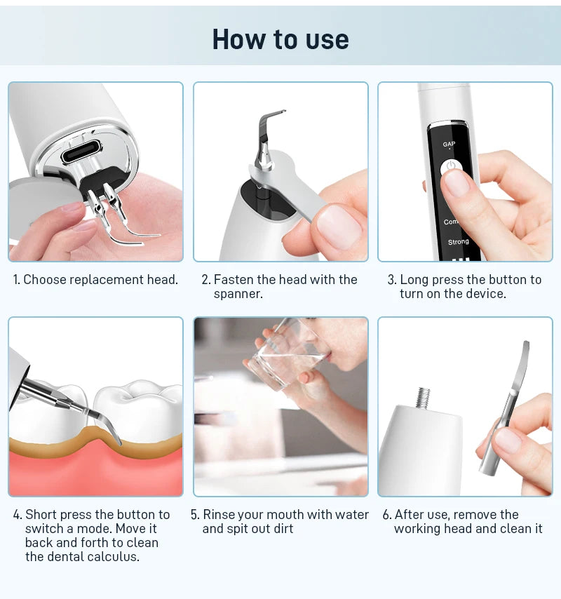 Schoben Ultrasonic Dental Scaler – Electric Tooth Cleaner for Tartar, Plaque & Stain Removal