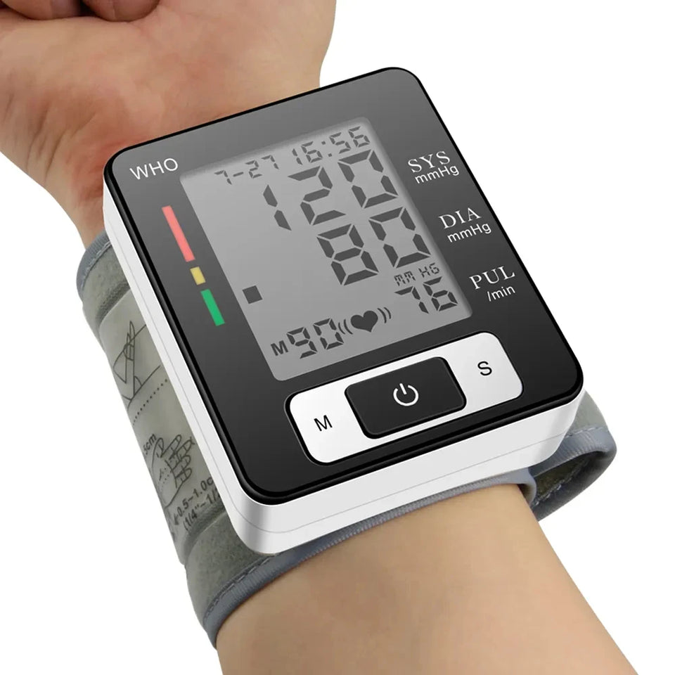 High-Accuracy Digital Wrist Blood Pressure Monitor – Electronic Sphygmomanometer with Automatic BP & Pulse Tracking