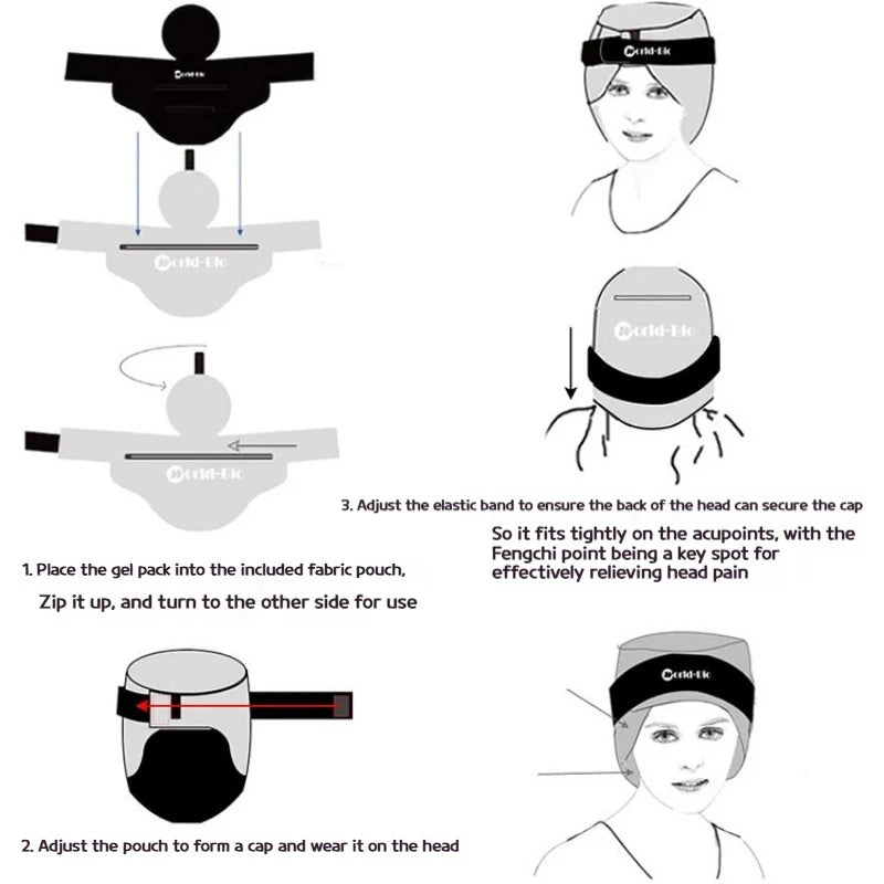 Migraine Relief Ice Gel Hat – Cold & Hot Compress Therapy for Headache and Pain Relief