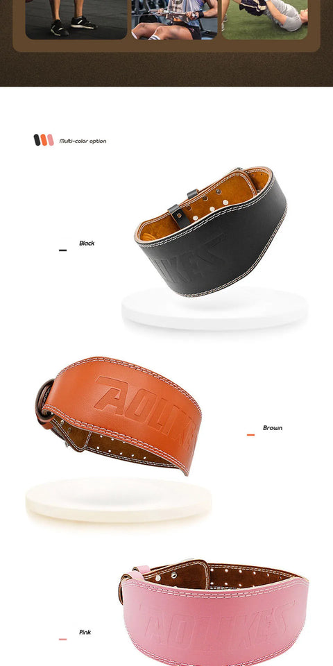 AOLIKES Cowhide Weightlifting Belt – Lumbar Support Gym Belt for Squats & Bodybuilding