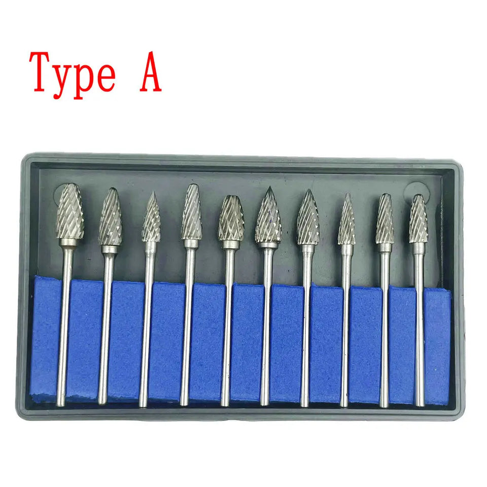10PCS Assorted Tungsten Steel Dental Polisher Burs – 2.35MM Low-Speed Handpiece Drill Bits for Dental Lab