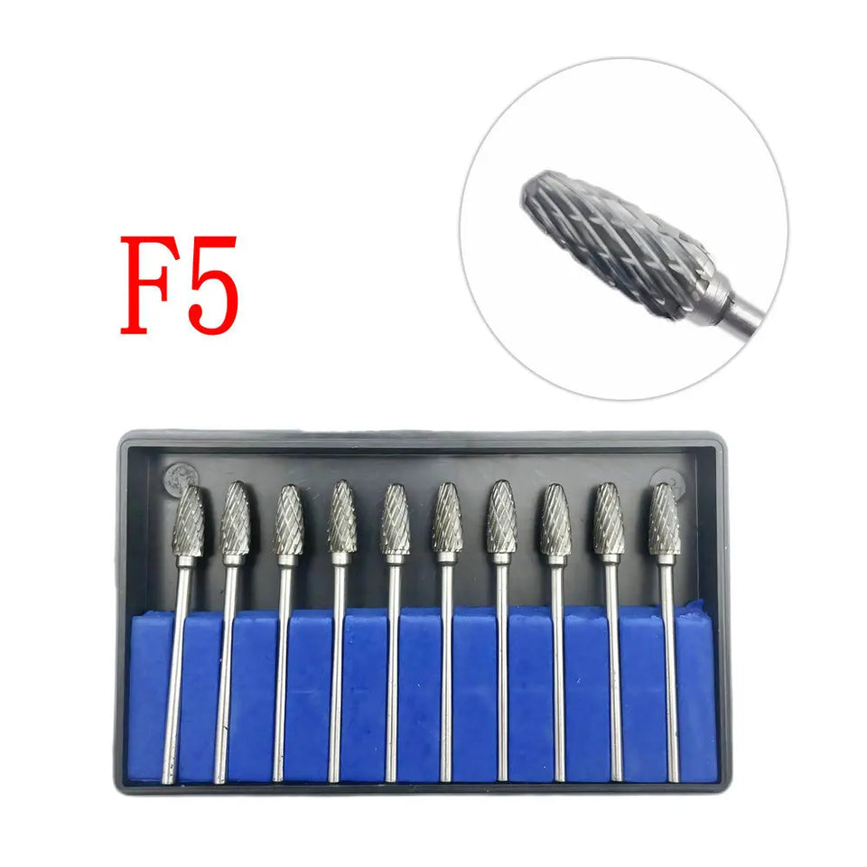 10PCS Assorted Tungsten Steel Dental Polisher Burs – 2.35MM Low-Speed Handpiece Drill Bits for Dental Lab
