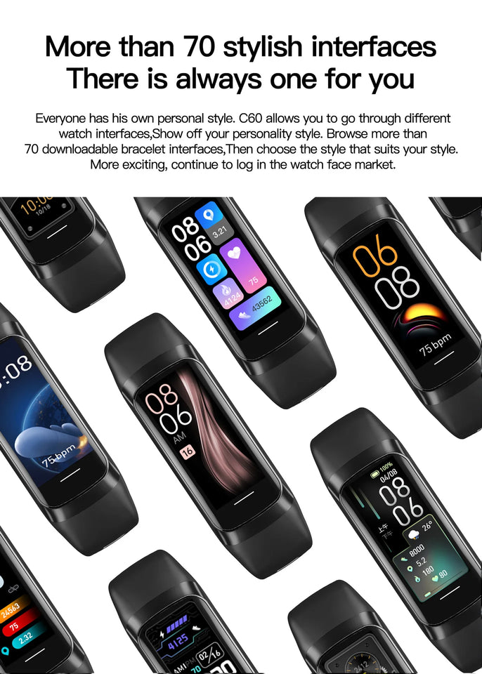 AMOLED Smart Fitness Watch – Waterproof Health Tracker with Heart Rate, SpO2 & Sports Modes for Men & Women