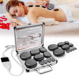 HOT STONE MASSAGE SET WITH TEMPERATURE ADJUSTMENT - Hot Stone Massage Set with Heater, Professional Spa Massage Tool - For Neck,