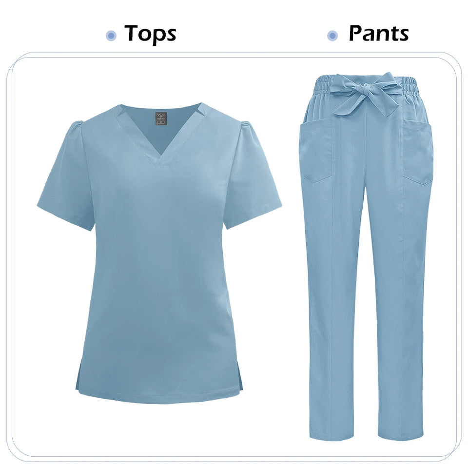 Women's Medical Scrub Set – Soft Nursing Uniform with Top & Pants for Hospital, Dental & Clinical Use