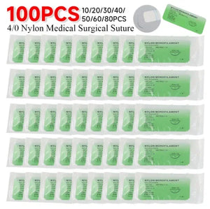Medical Nylon Monofilament Suture Kits 4/0 – Individually Wrapped Veterinary & Practice Sutures for Training (1–100pcs)