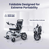 Lightweight Foldable Electric Wheelchair for Adults – Portable All-Terrain Motorized Chair, 264 lbs Capacity