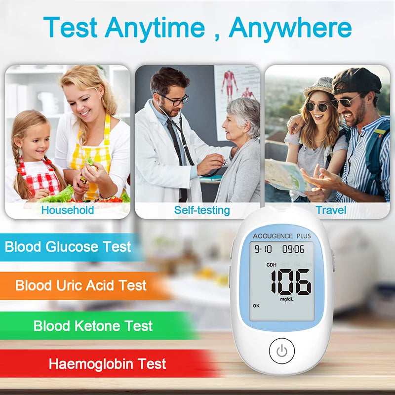 4-in-1 Blood Test Strips for PM800 Meter – Glucose, Ketone, Uric Acid & Hemoglobin