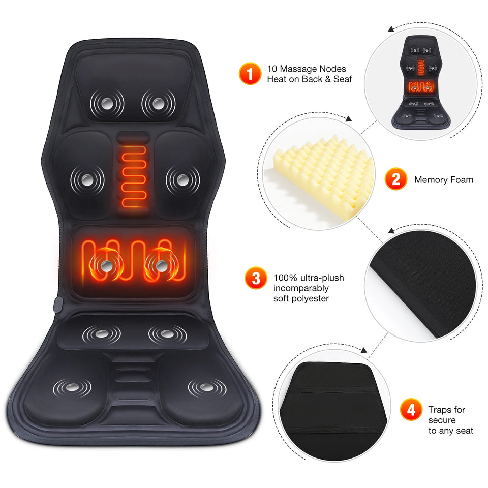 Electric Massage Chair Pad Heating Vibrating Full Body Back Massager Car Chair Cushion Home Office Lumbar With Remote Controls