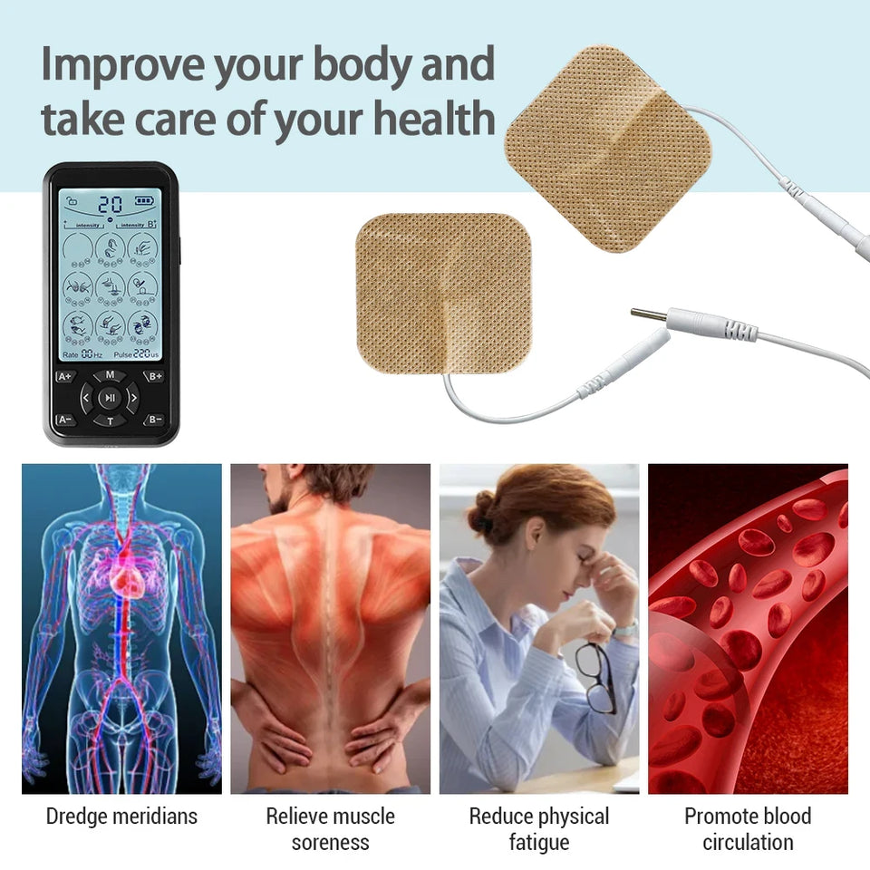 TENS EMS Machine 36 Modes Electronic Muscle Stimulator Physiotherapy Pulse Full Body Massager Health Care Device with 10pcs Pads