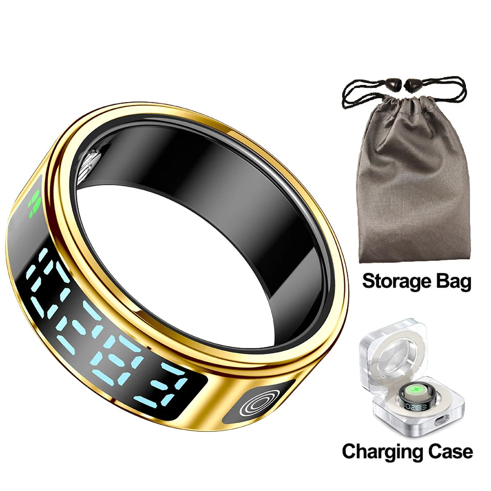 2025 SR08 Smart Ring – LED Display, Heart Rate & SpO₂ Monitor, 5ATM Waterproof Fitness Ring for Men & Women