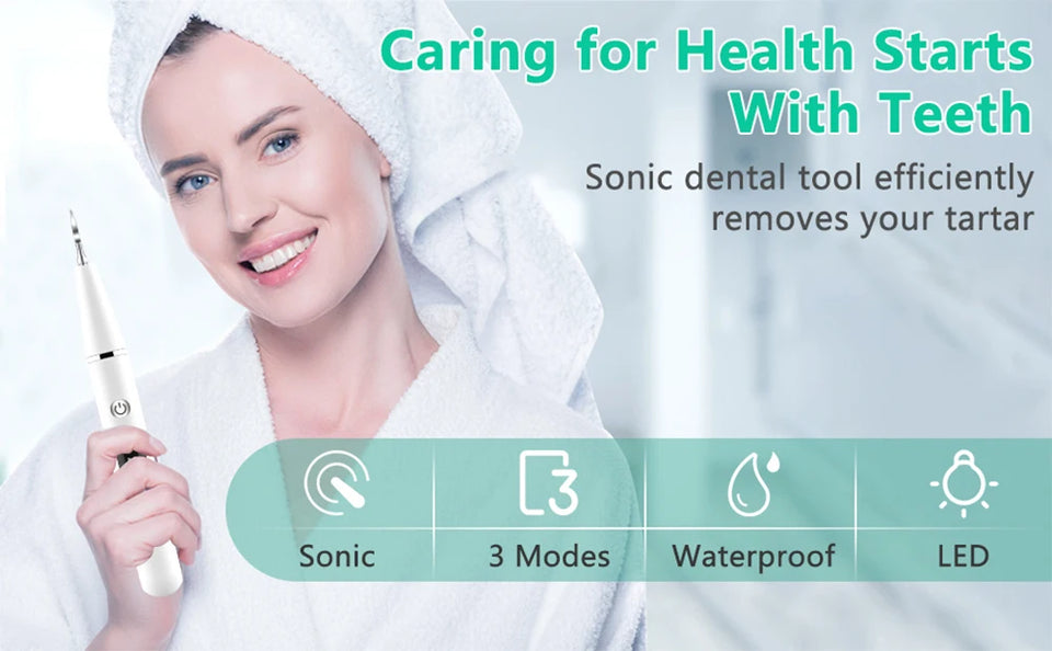 Ultrasonic Dental Calculus Scaler – Electric Tartar & Plaque Remover for Teeth Cleaning and Stain Elimination