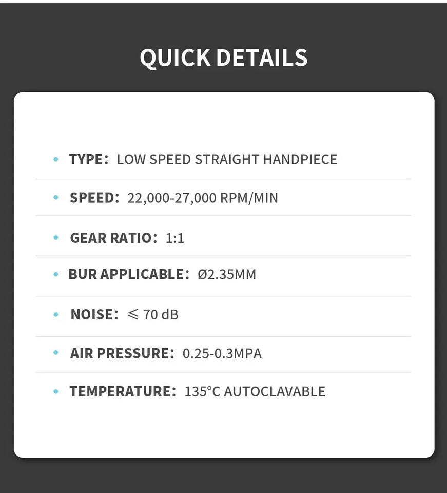 AZDENT Dental Low-Speed Contra Angle Handpiece – Latch Type, Fits E-Type Air Motors