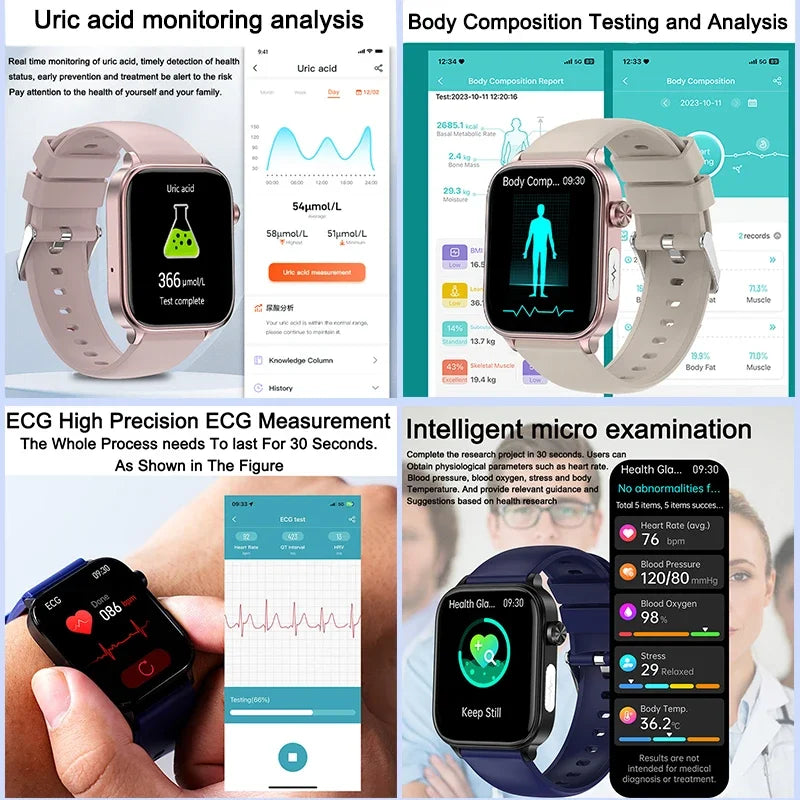AI Health Diagnostic Smartwatch for Women – Blood Lipid, Uric Acid & Body Composition Monitor with Menstrual Tracker (2025 Model)