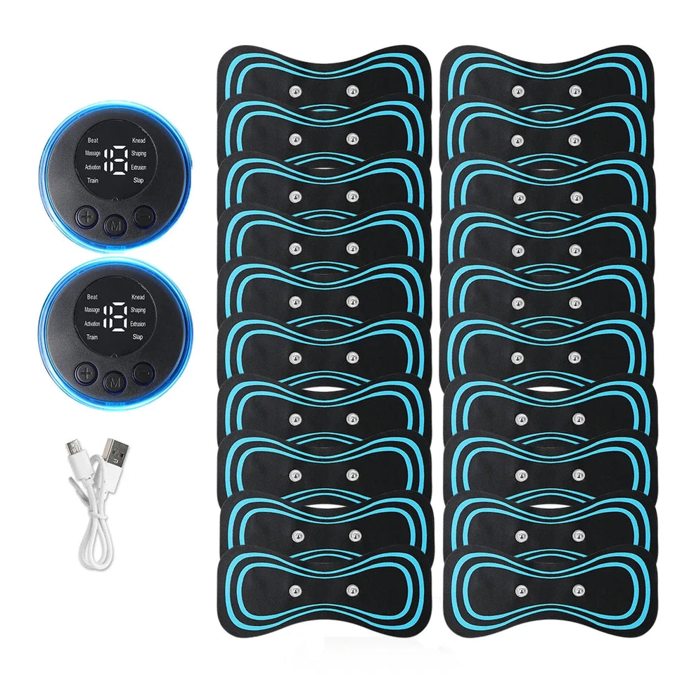 EMS Pulse Neck Massager Sticker Tens Cervical Massageador Back Masajeador Patch Muscle Stimulator Pain Relief Gel Pads Stretcher