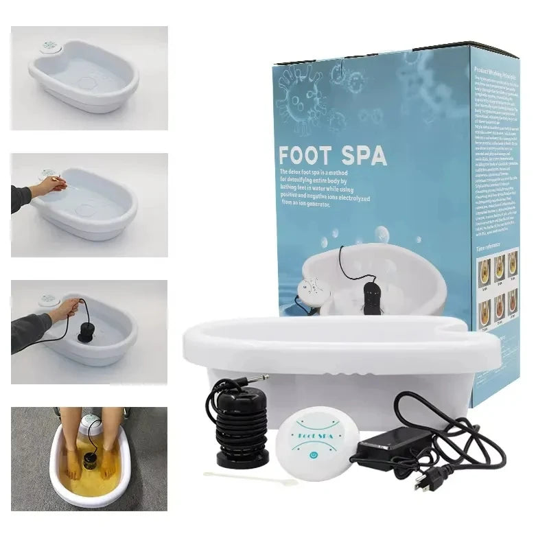 Detox Ion Electric Foot Spa Bath Massager Machine Foot Bath Cleaning Footspa Vibrating Whirlpool Care Arrays Aqua Health Therapy