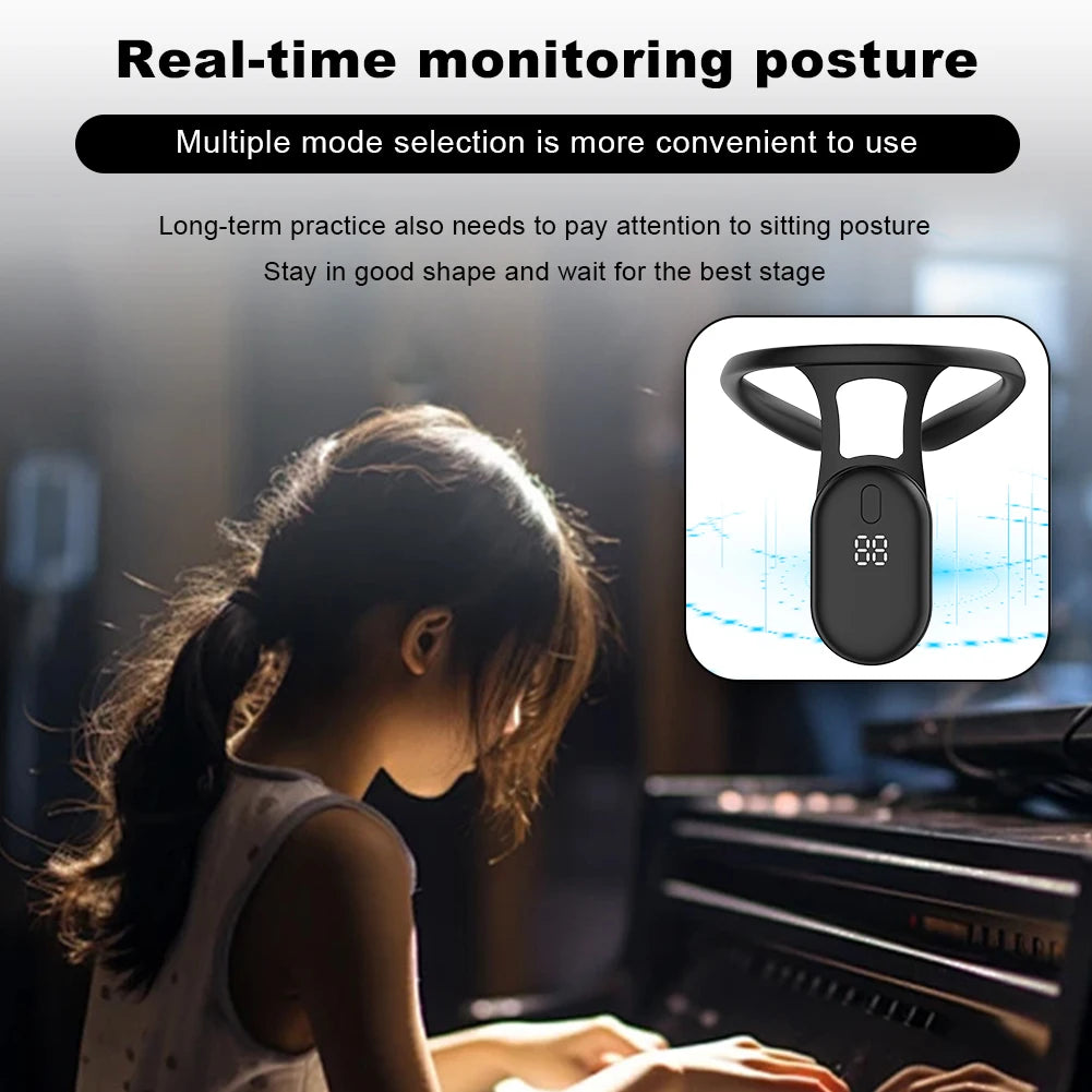 Smart Posture Corrector with Vibration Sensor – Back & Neck Trainer for Kids, Men & Women with Real-Time Feedback