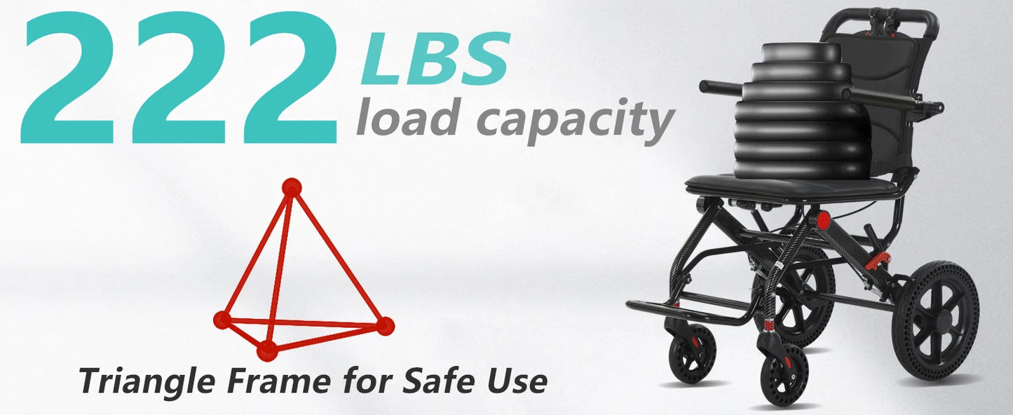 Ultralight Folding Manual Wheelchair – Durable Airline-Approved Transportation Chair for Easy Travel