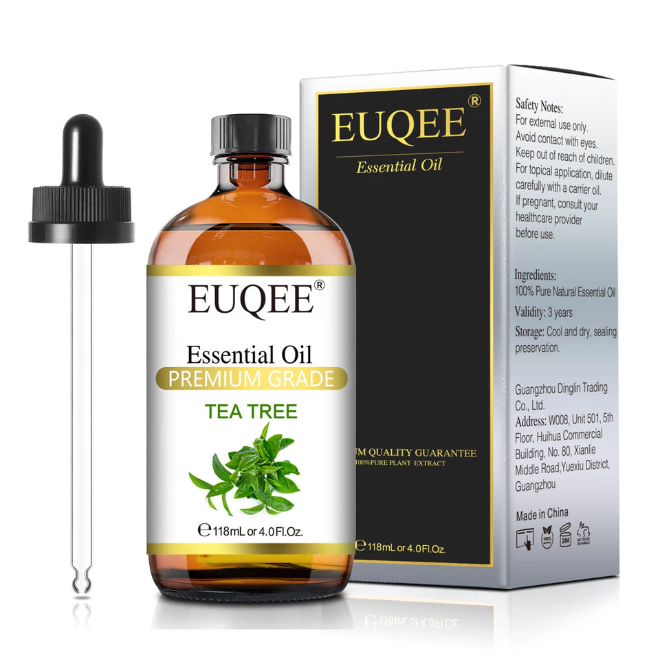 EUQEE 118ml Essential Oils – Lavender, Jasmine, Eucalyptus, Vanilla & Peppermint with Glass Dropper