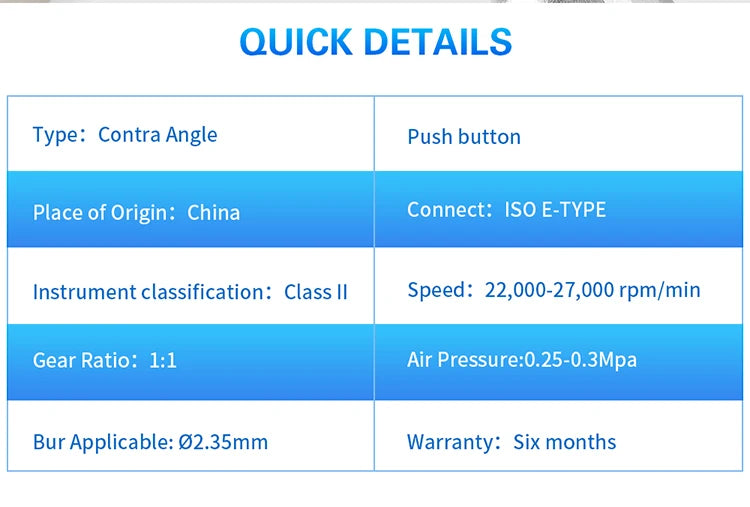 AZDENT Dental Low-Speed Contra Angle Handpiece – Latch Type, Fits E-Type Air Motors