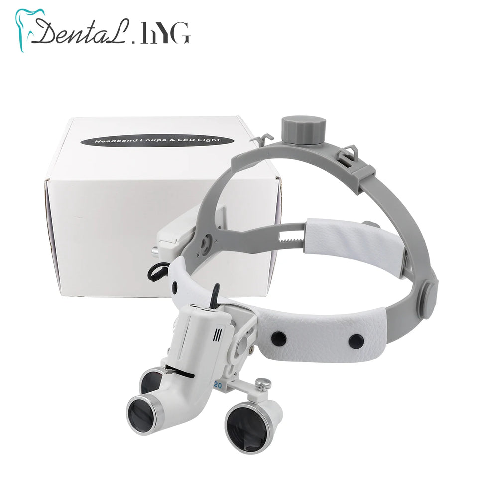 Dental Surgical Loupes with LED Headlight – 2.5X/3.5X Binocular Magnifier with Adjustable 5W Lamp