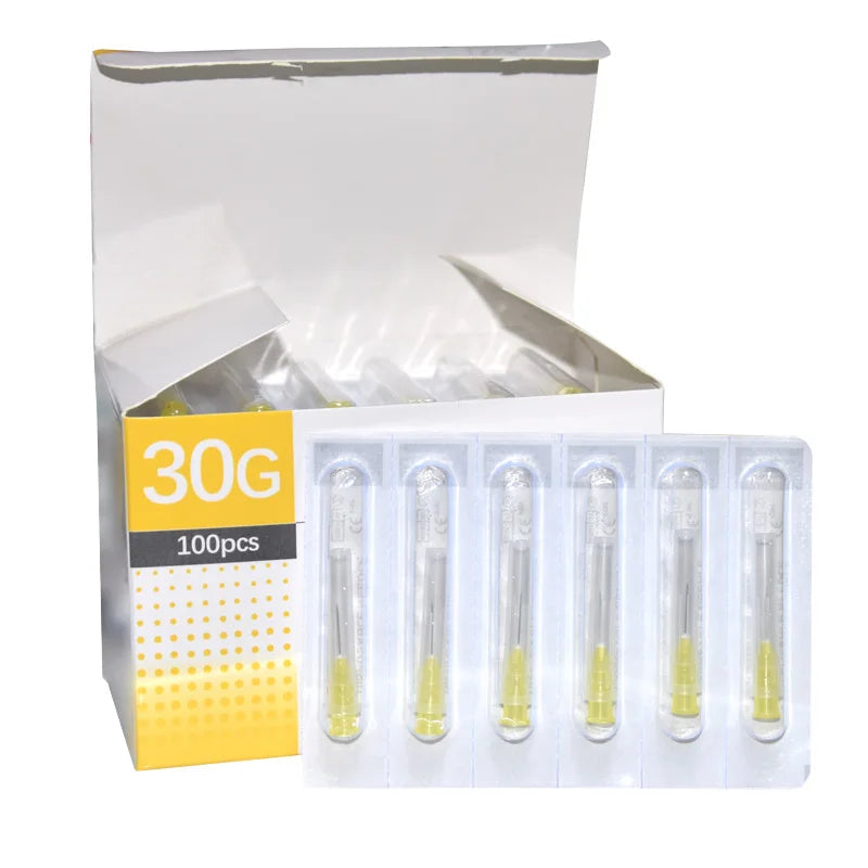 30G–34G Painless Transparent Syringe Needles – Clear Tip Caps & Injection Glue Applicators (1.5–6mm)