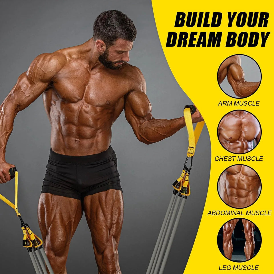 300 lbs Heavy-Duty Resistance Bands with Handles – Strength Training & Physiotherapy Exercise Strap