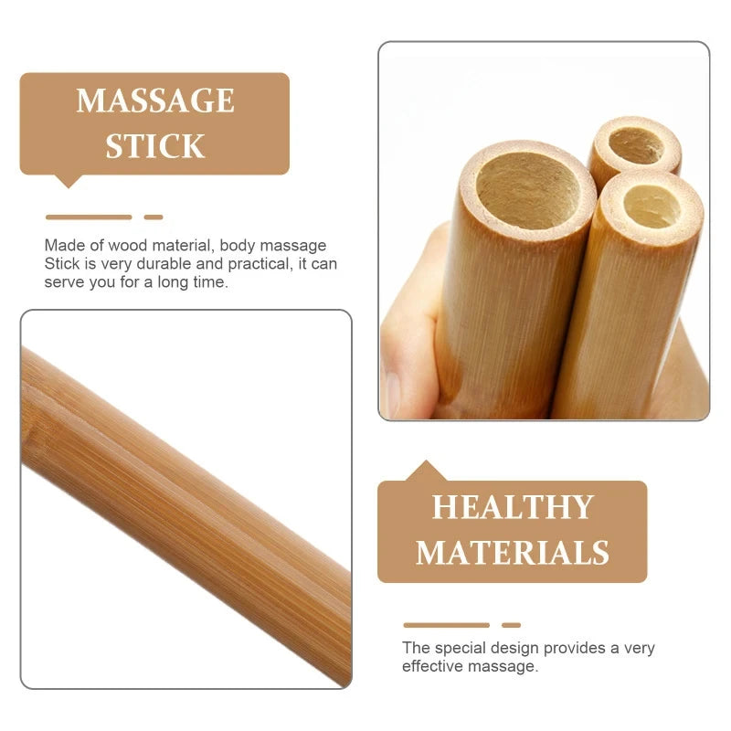 Natural Bamboo Massage Stick Wood Therapy Stick Gua Sha Massage Wood Therapy Tools for Body Contour Cupping Gua Sha Massager