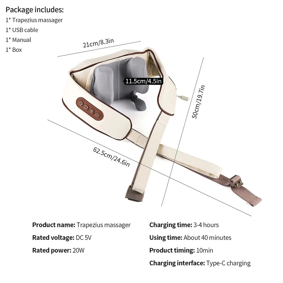 Foreverlily Wireless Neck and Shoulder Massager – Heated Kneading Massage Shawl