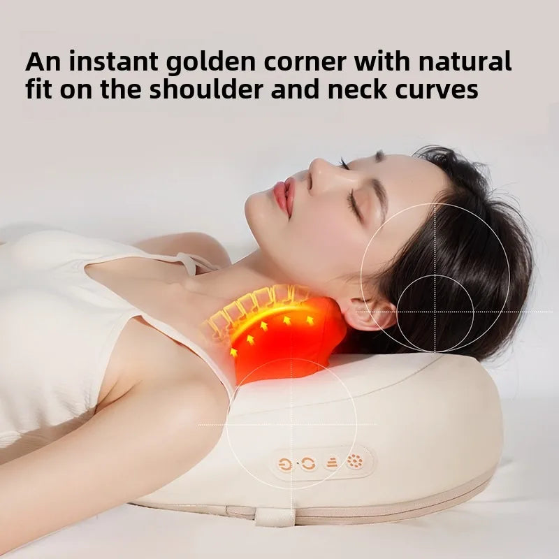 Trapezius Electric Massage Pillow For Neck and Shoulder Wireless Car And Home Massager Heat Waist Leg Cervical Shiatsu Kneading