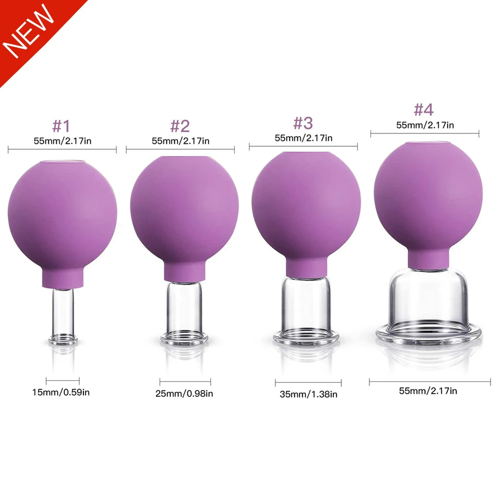 Rubber Head Glass Vacuum Cupping Chinese Therapy Set Hijab Jars AntiCellulite Suction Cups Massage Body Health Massager For Face
