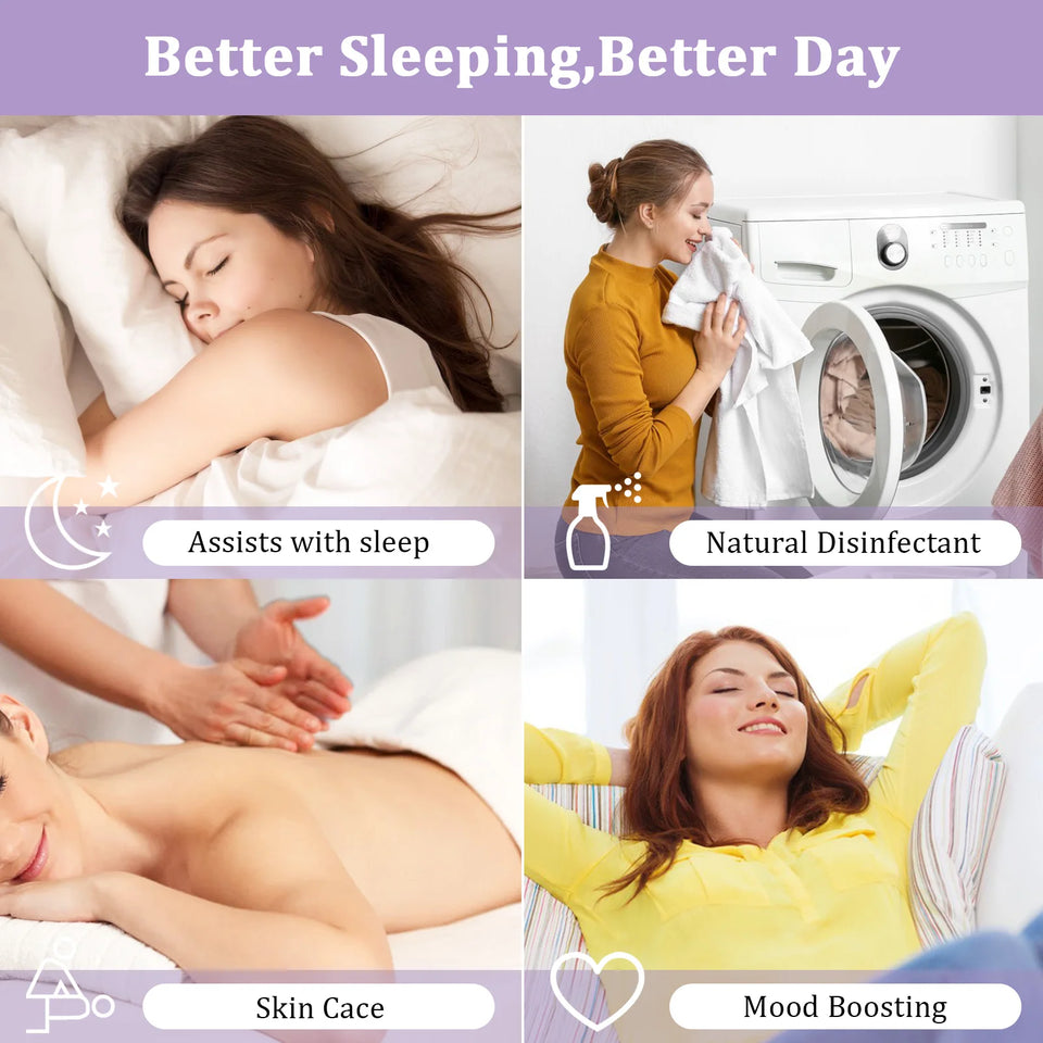 EUQEE 118ml Essential Oils – Lavender, Jasmine, Eucalyptus, Vanilla & Peppermint with Glass Dropper