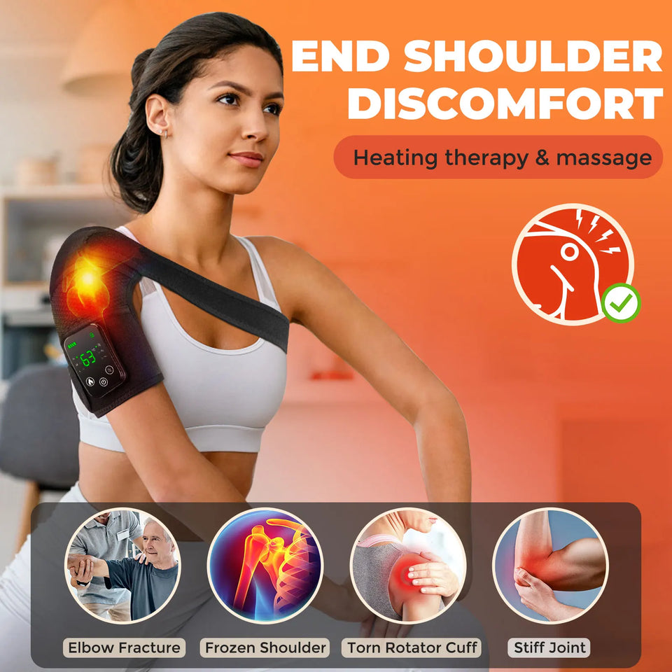 3-in-1 Electric Shoulder Heating Pad with 3-Speed Vibration – Thermal Muscle Relaxation Massager for Shoulder & Neck Care