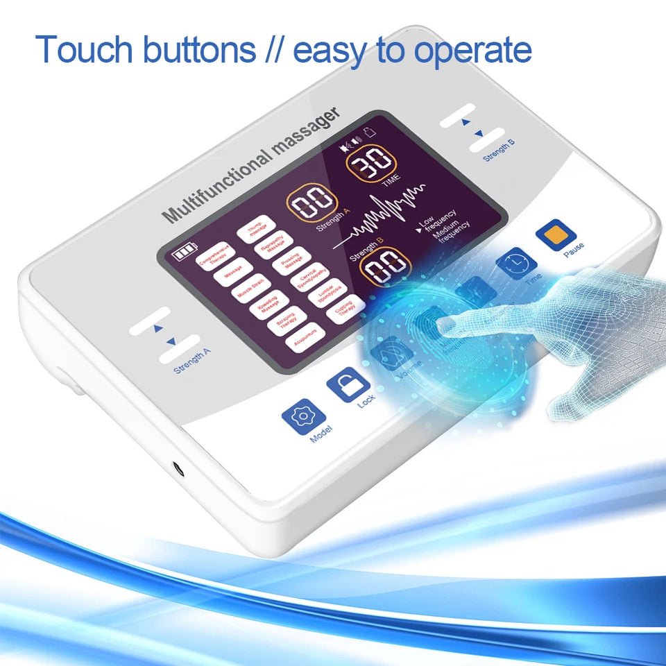 12-Mode TENS & EMS Muscle Stimulator – Electronic Pulse Massager Therapy Device
