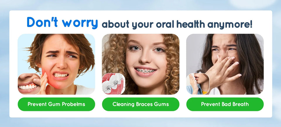 D52 Portable Oral Irrigator & Dental Water Flosser – 300ML, 4 Jet Tips, USB Rechargeable