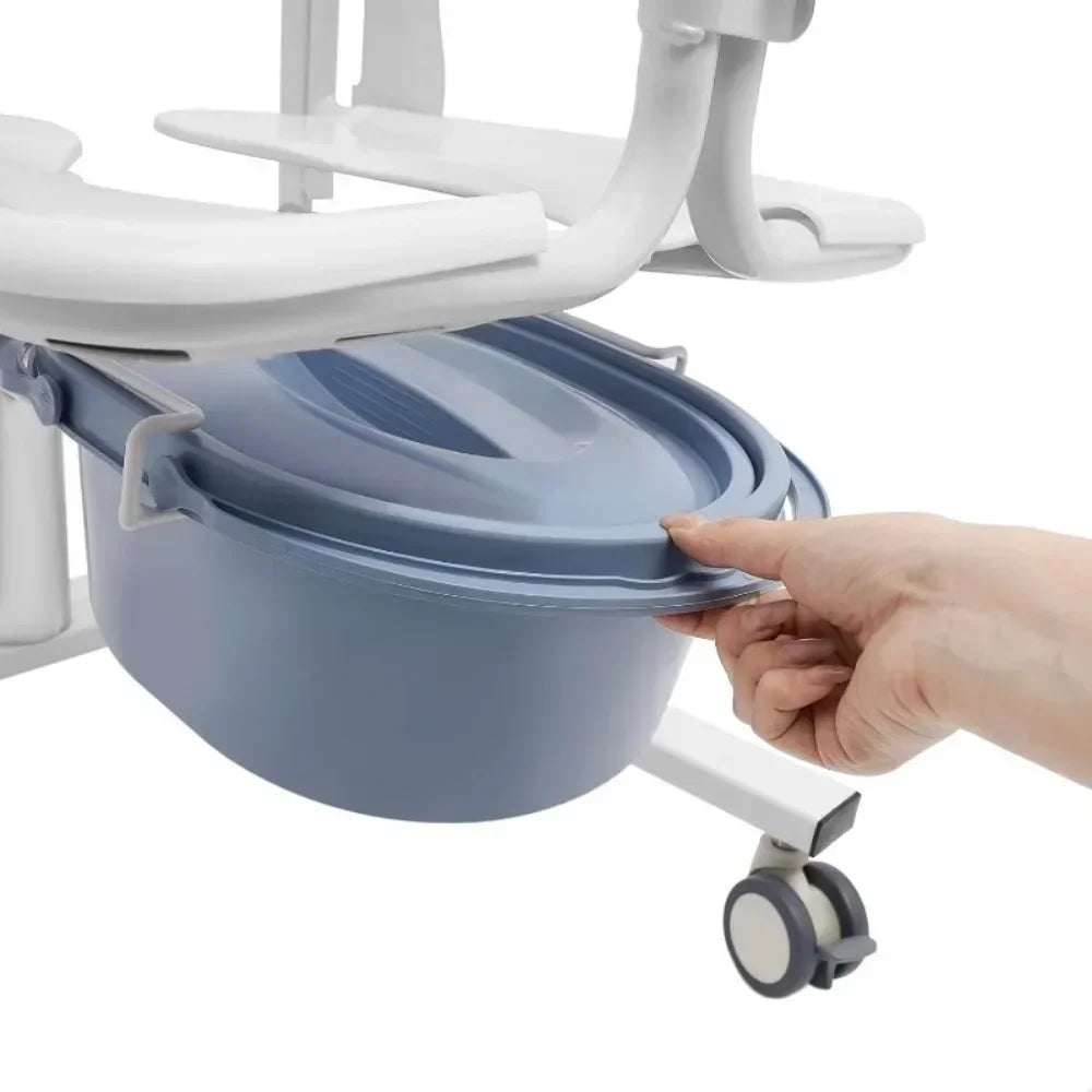 Elderly Shower & Transfer Chair with Wheels – Portable Toilet & Lift Chair for Patient Mobility
