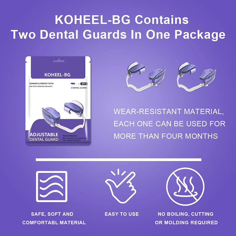 KOHEEL BG Adjustable Dental Mouth Guard – No-Boil Night Guard for Bruxism Relief (2-Pack)