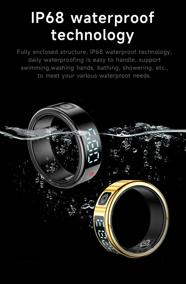 2025 SR08 Smart Ring – LED Display, Heart Rate & SpO₂ Monitor, 5ATM Waterproof Fitness Ring for Men & Women