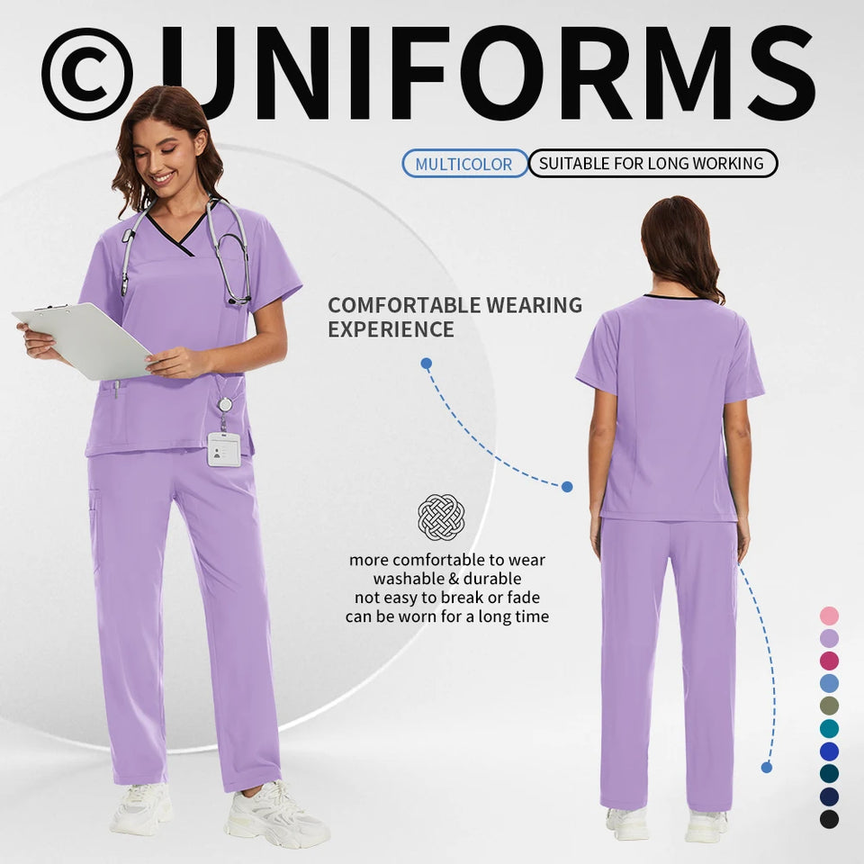 Women’s Medical Nurse Scrubs Set – Unisex Hospital, Clinic, Surgical & Spa Uniforms for Healthcare Professionals