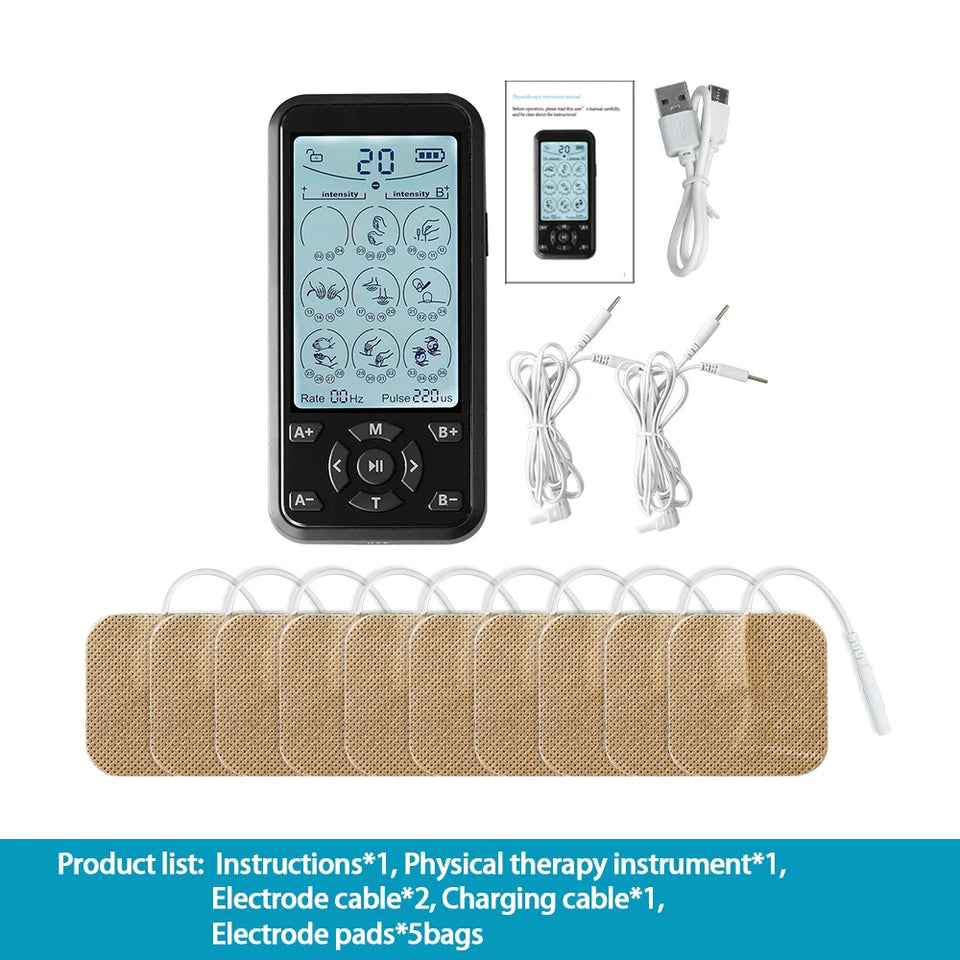 TENS EMS Machine 36 Modes Electronic Muscle Stimulator Physiotherapy Pulse Full Body Massager Health Care Device with 10pcs Pads