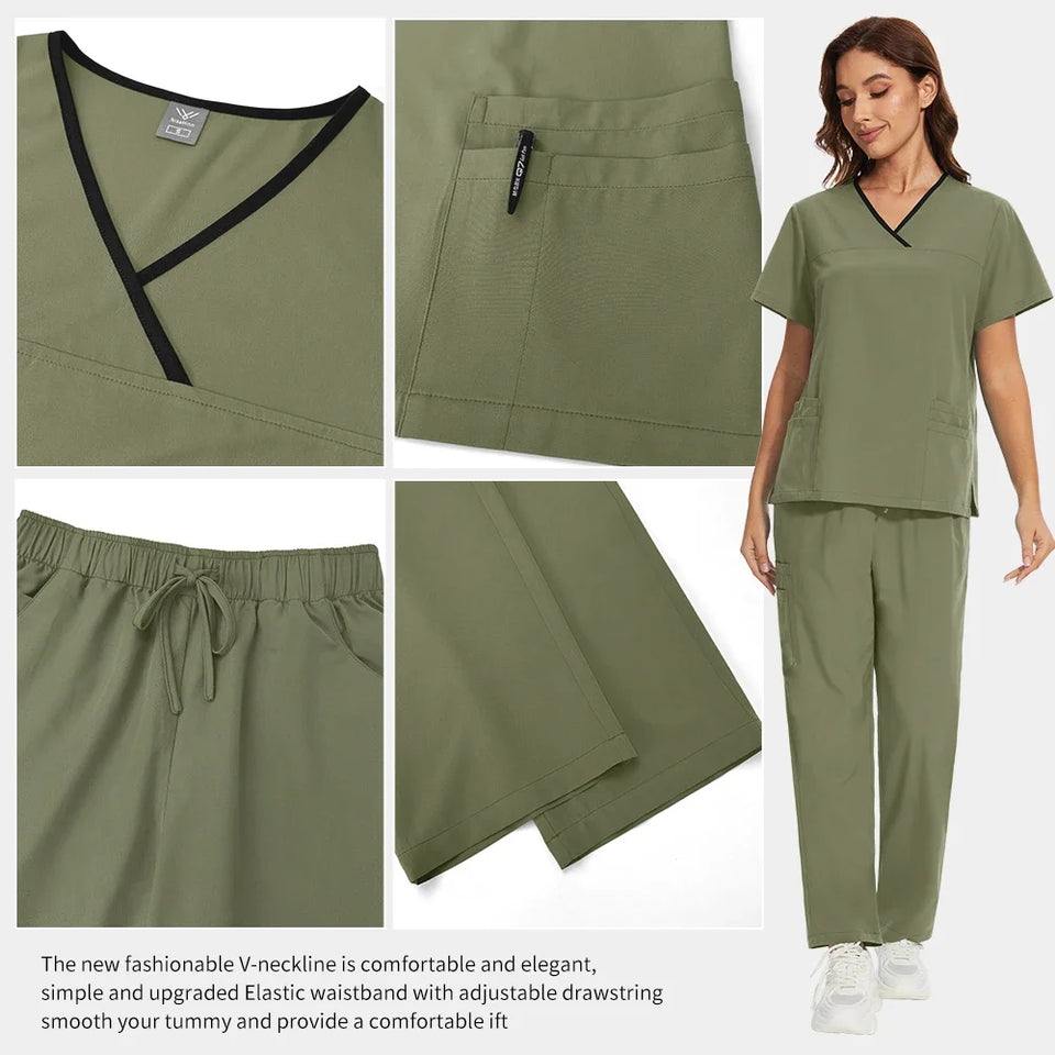 Women’s Medical Nurse Scrubs Set – Unisex Hospital, Clinic, Surgical & Spa Uniforms for Healthcare Professionals