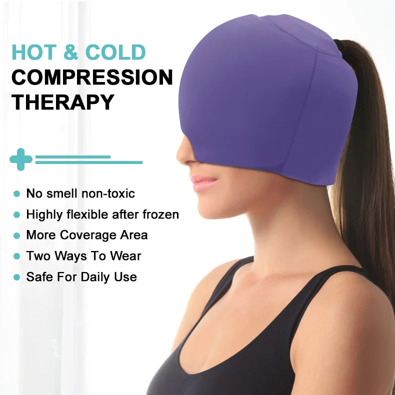 1pc Ice Cap, Migraine Headache Head Wrap, Hot Cold Gel Hat, Gel Ice Pack, Light Blocking - With Extra Gel On The Top
