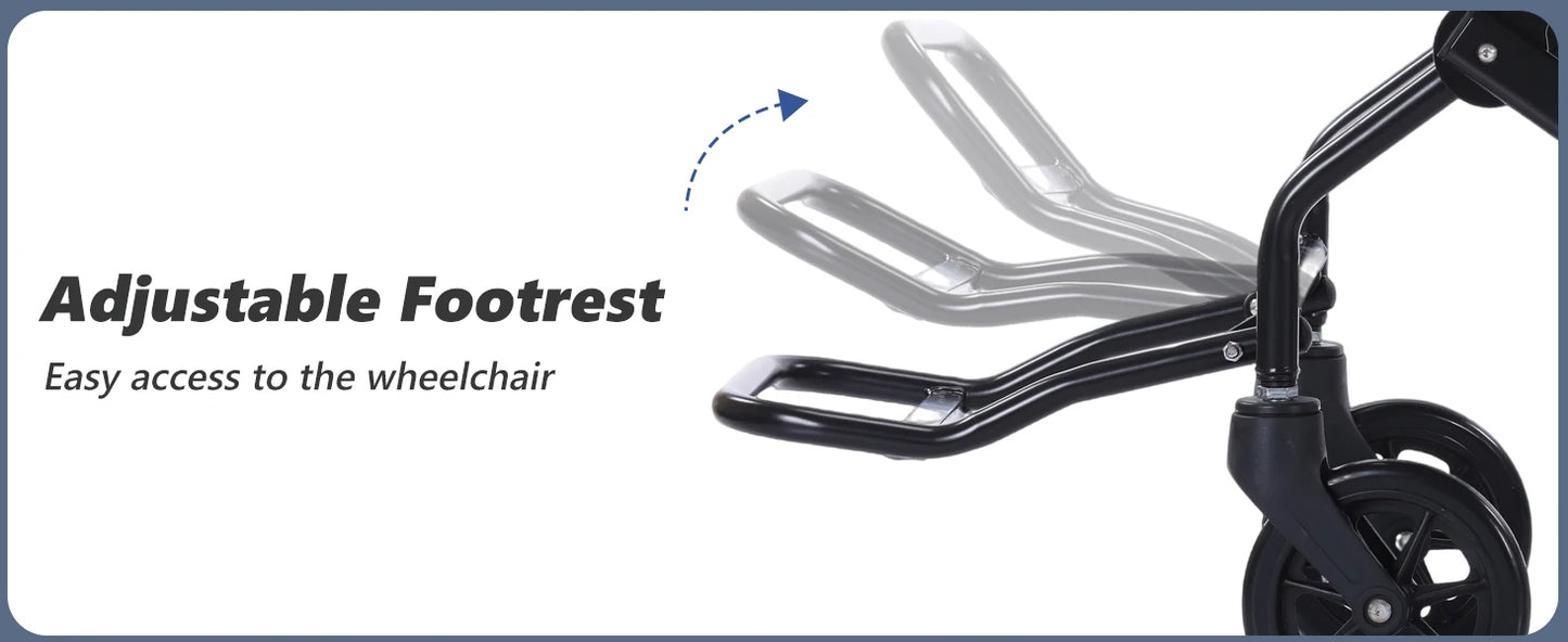Lightweight Adult Push Wheelchair – Ultralight Aluminum Folding Transport Chair, Airline Approved, Safe & Stable