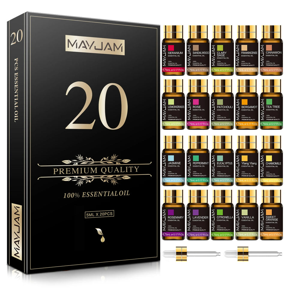 Optimized Product Name: MAYJAM 20-Piece Pure Natural Essential Oils Gift Set – Sandalwood, Lemongrass, Lavender, Bergamot, Eucalyptus, Rosemary & More