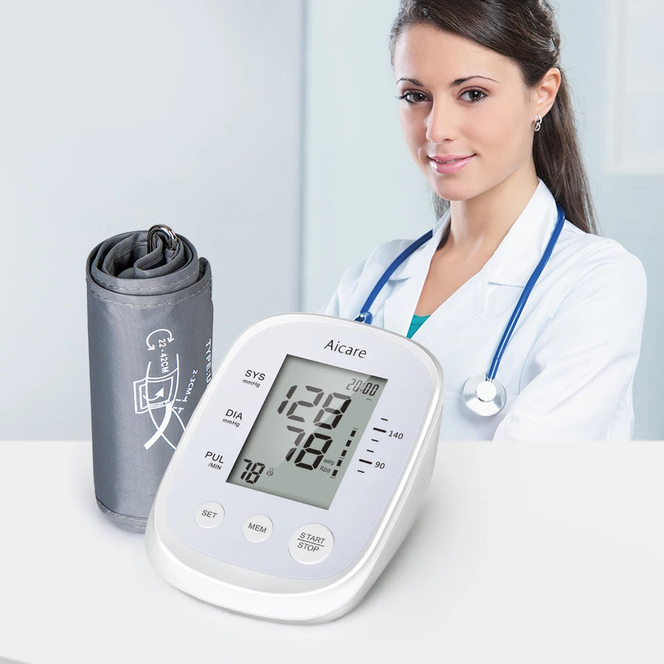 AICARE Automatic Upper Arm Blood Pressure Monitor – Digital BP Machine with Pulse Detection