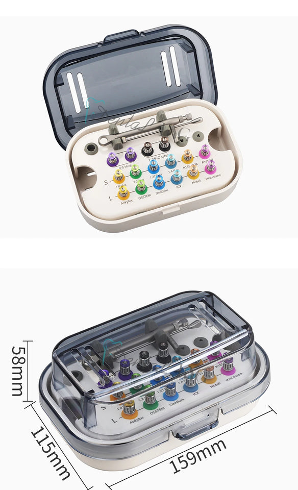 Dental Implant Torque Wrench Kit – Adjustable Ratchet 10–70Ncm with 16pcs Colorful Screwdrivers